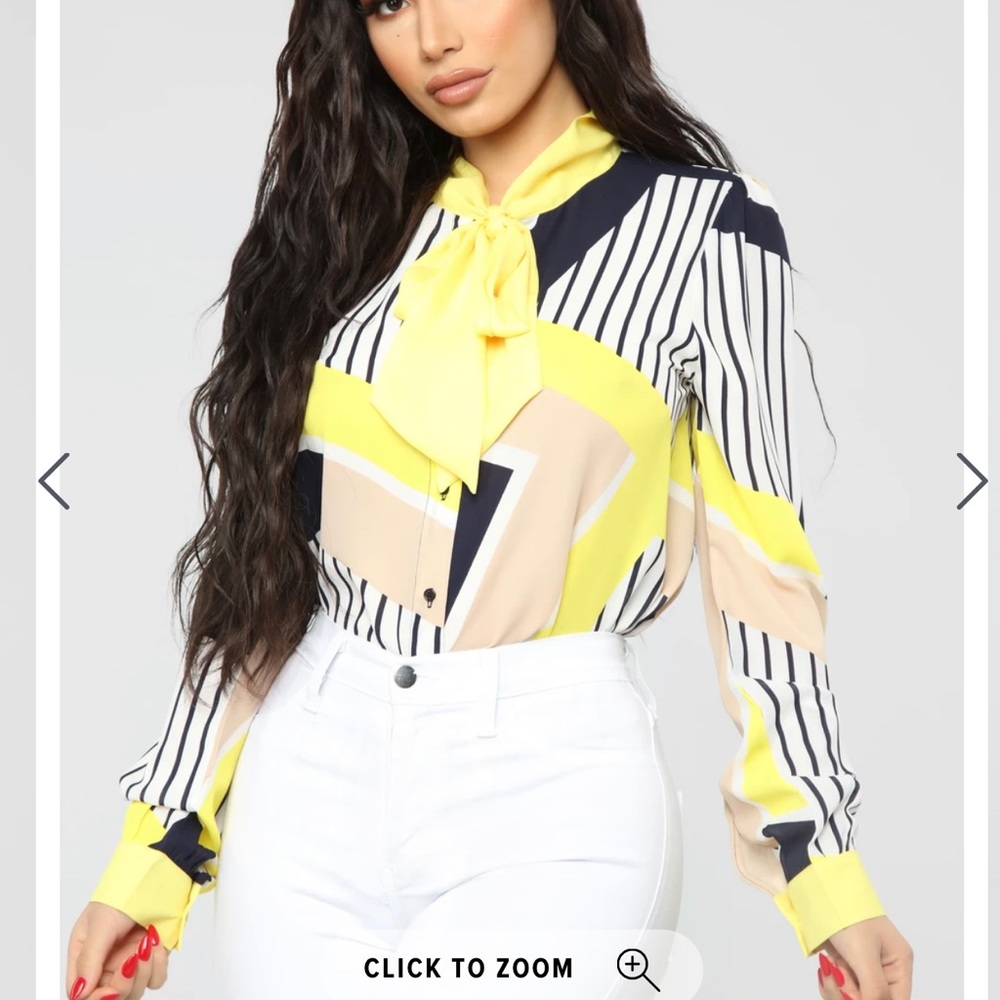 NEW Fashion Nova Top - Yellow/Multi- size L